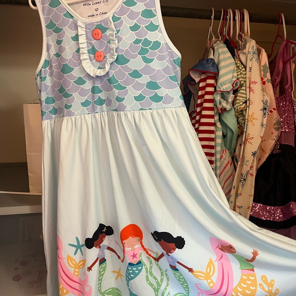 Girls Mermaid Print Matching Set